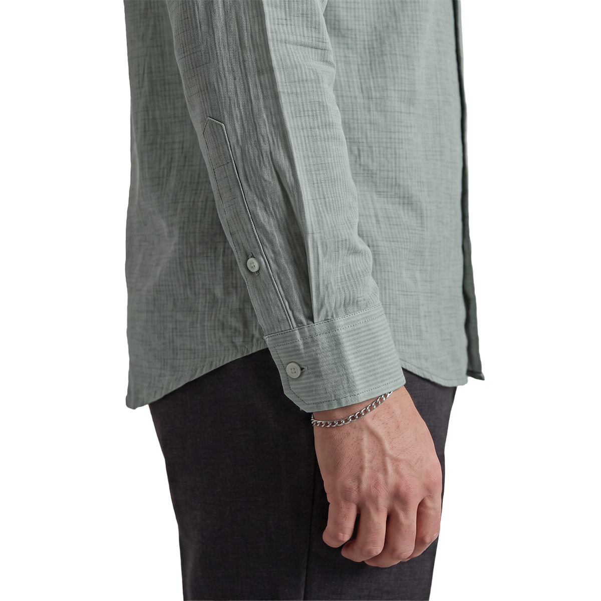 Camisa de hombre con cuello mao en color verde