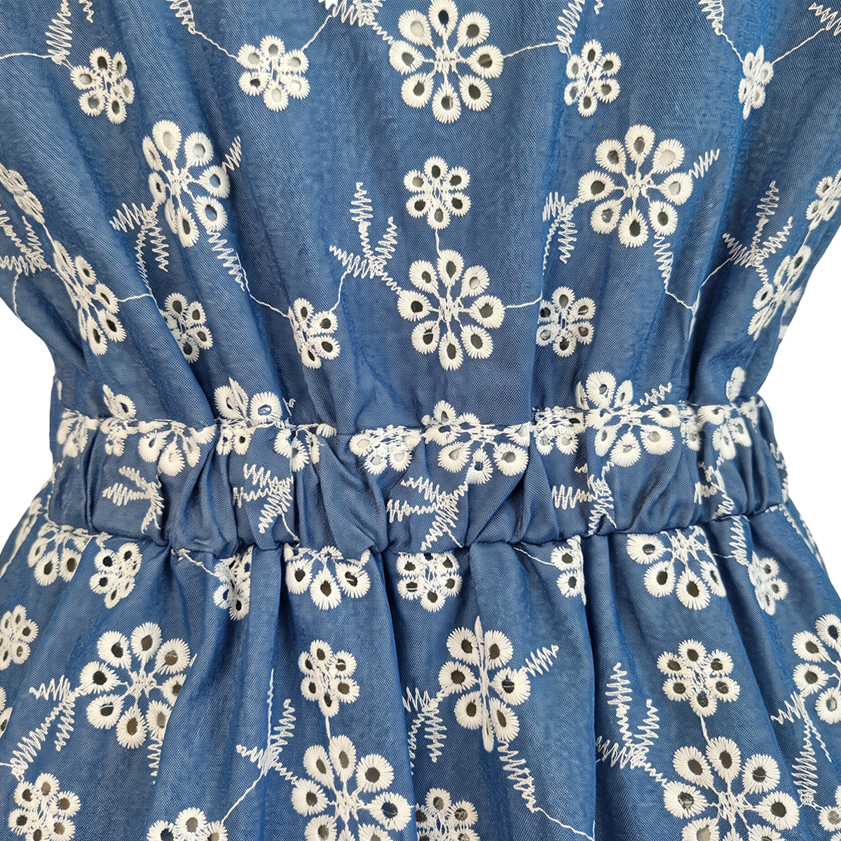 Vestido Corto Mujer Sin Mangas Tela Bordada con Elástico Espalda