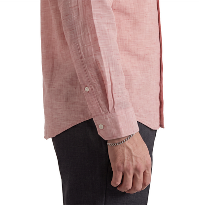 Camisa de hombre manga larga con cuello mao color rosa