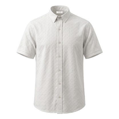 Camisa de manga corta con textura jacquard geométrica para hombre