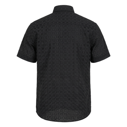 Camisa de manga corta con textura jacquard para hombre