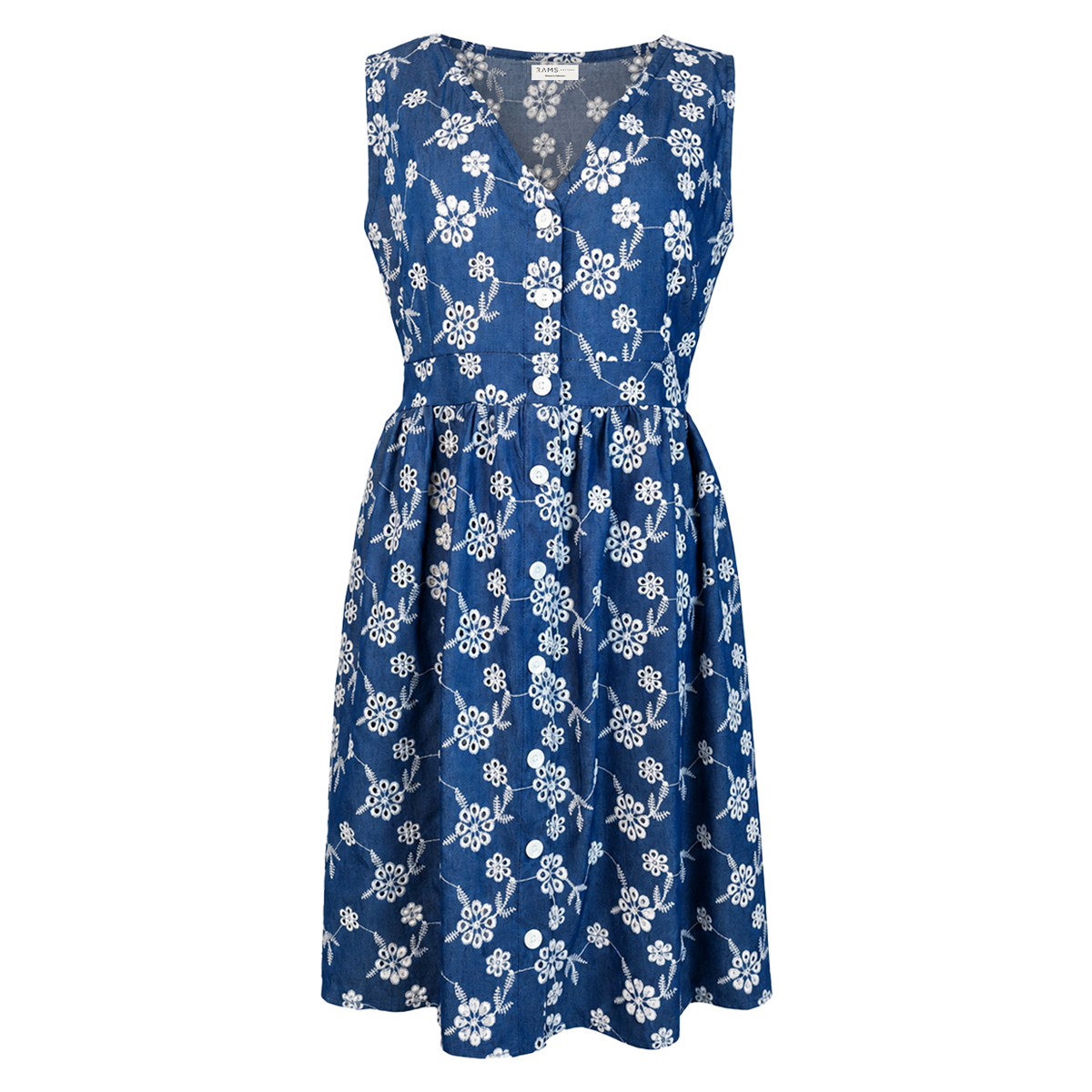 Vestido Corto Mujer Sin Mangas Tela Bordada con Elástico Espalda