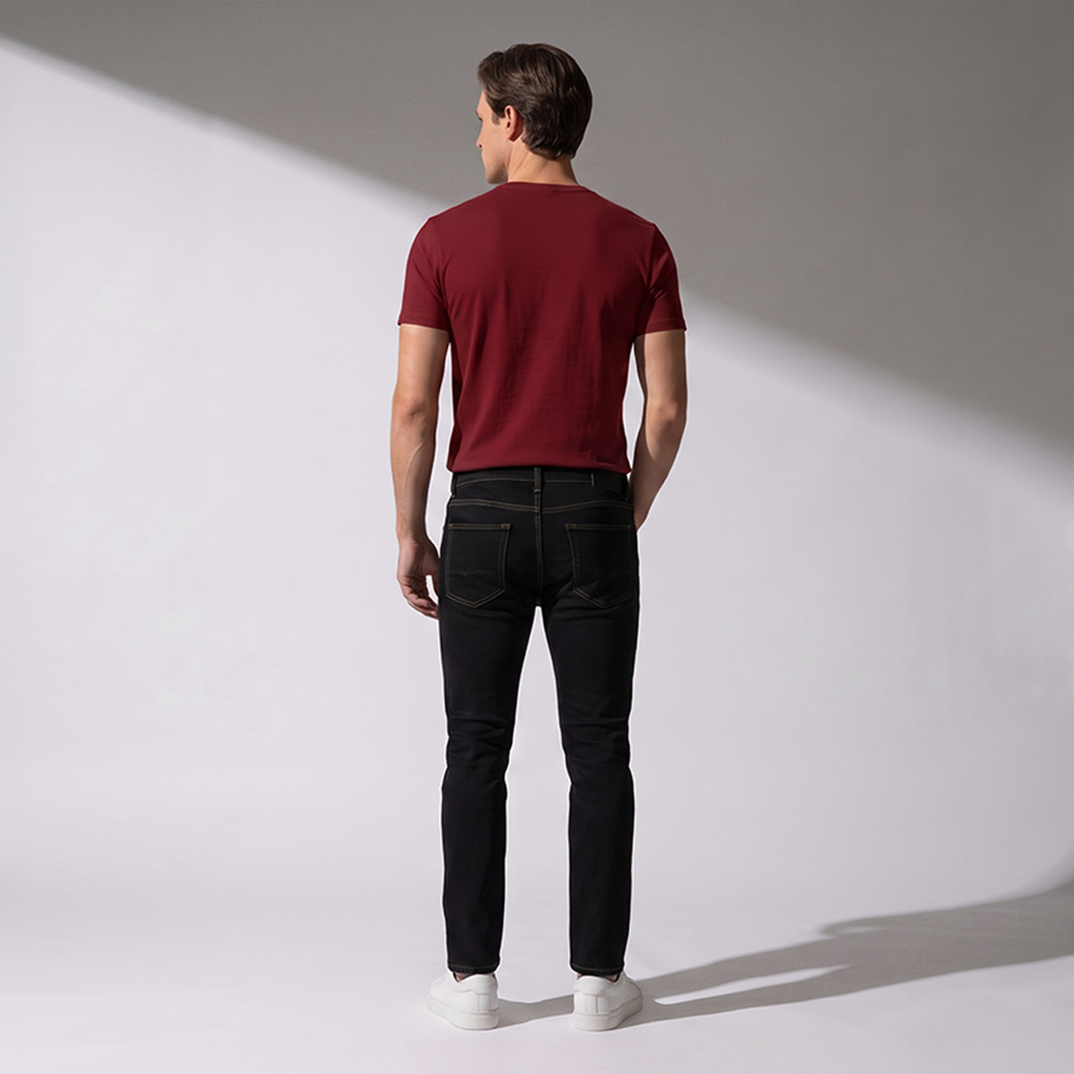 Men's Navy Blue Stretch Crew Neck Short Sleeve T-Shirt