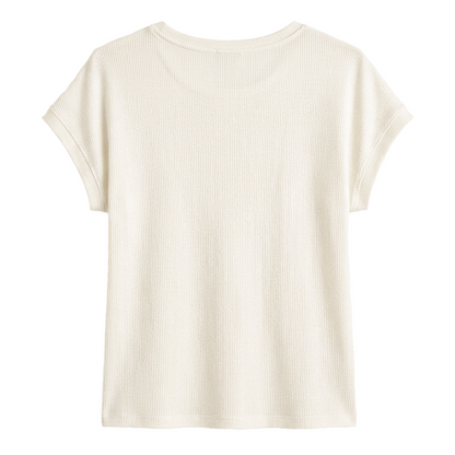 Blusa Acanalada Manga Corta Textura Relieve De Cuello Redondo