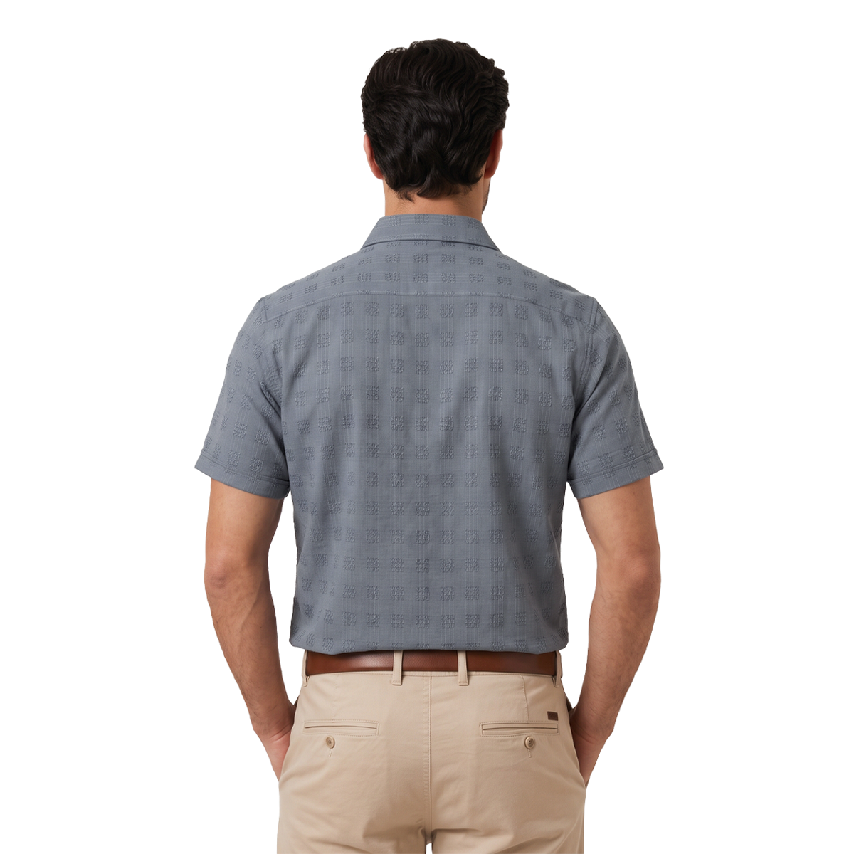 Camisa de manga corta con textura jacquard para hombre