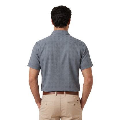 Camisa de manga corta con textura jacquard para hombre