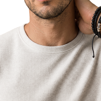 Camiseta de punto waffle para hombre color crema