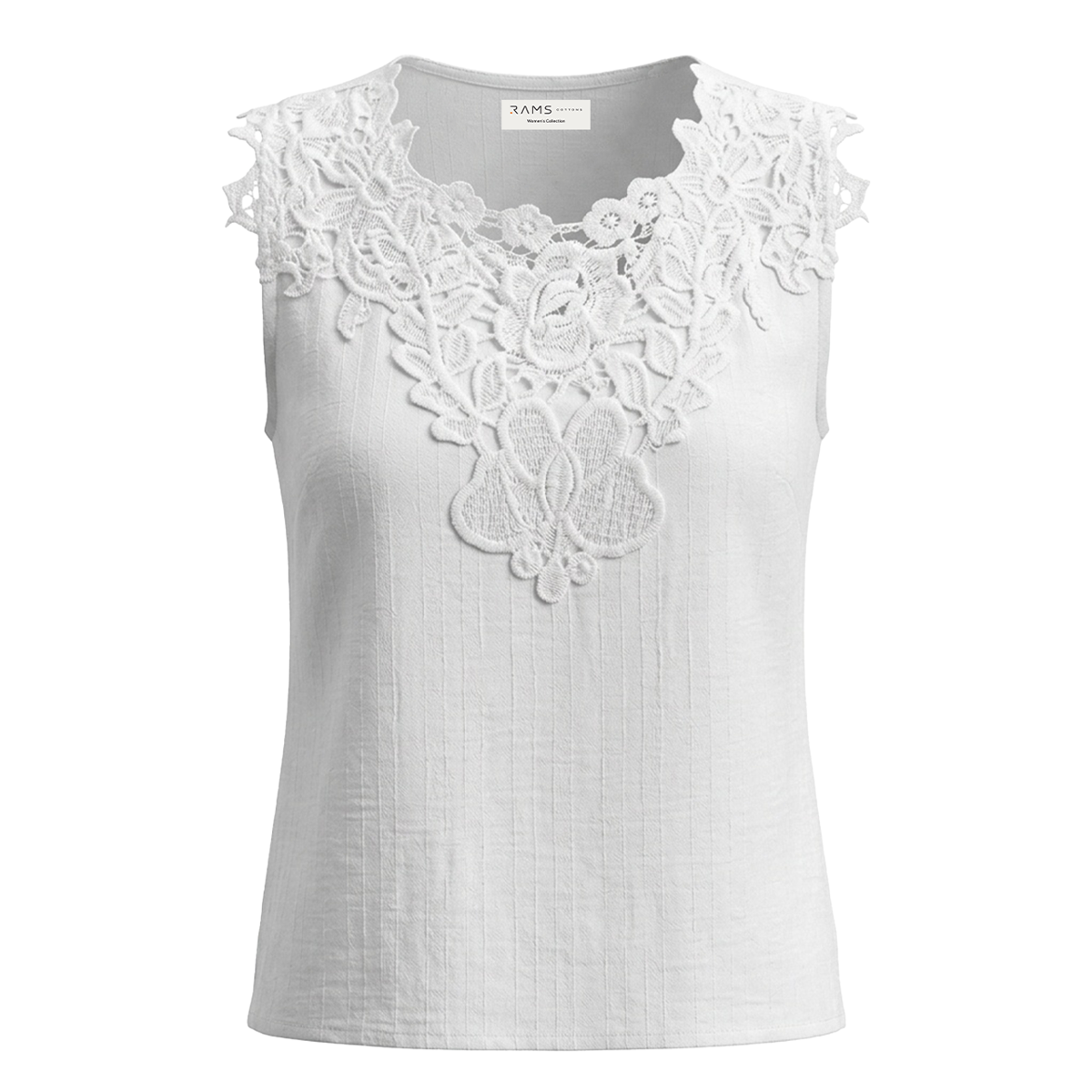 Blusa sin mangas blanca con encaje floral