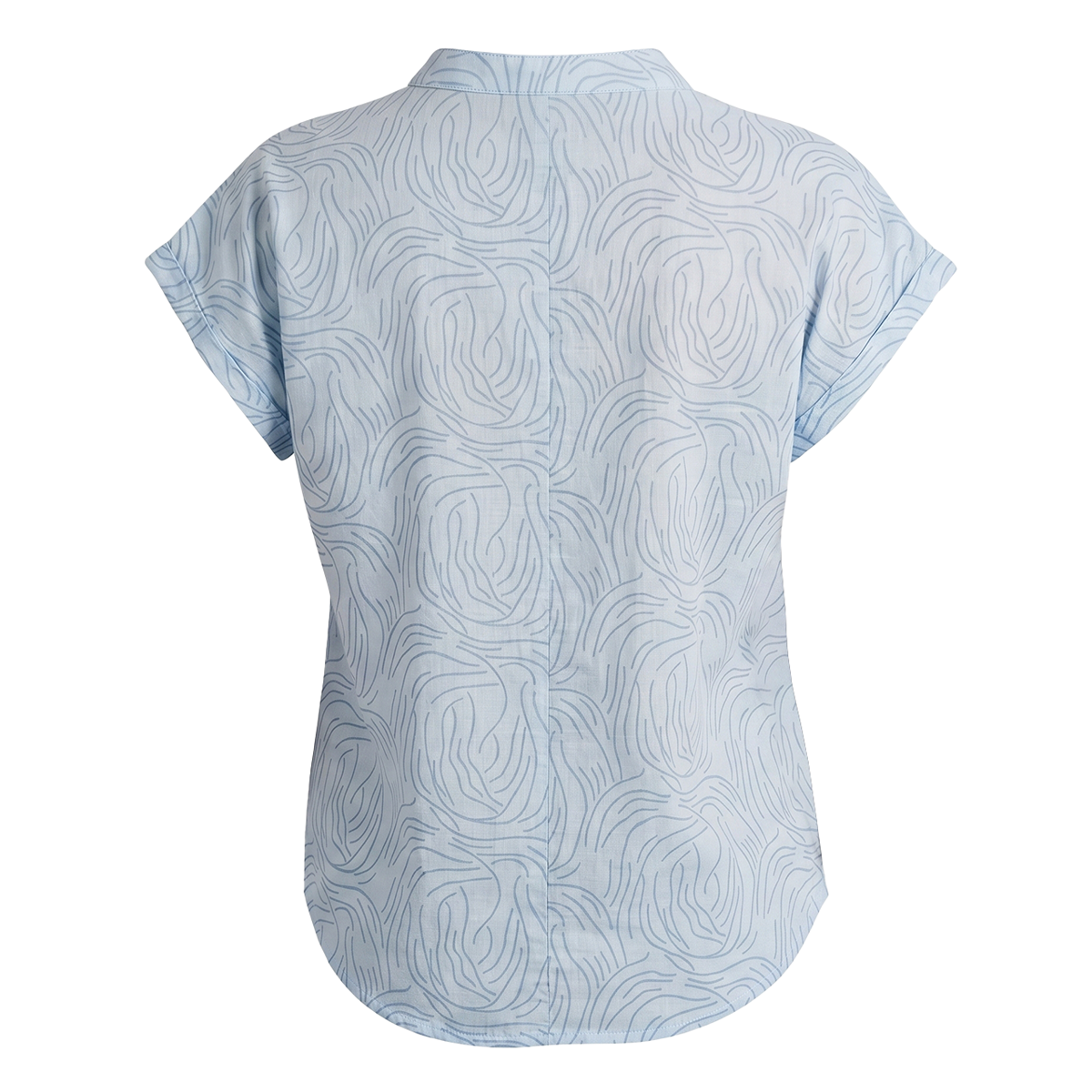 Blusa azul de Algodón Mujer Cuello Mao Estampada Fresca