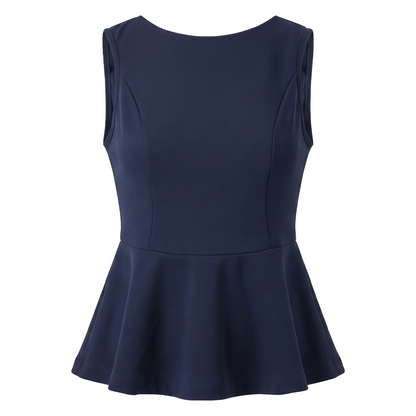 Blusa sin mangas con peplum color negro