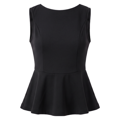 Blusa sin mangas con peplum color negro