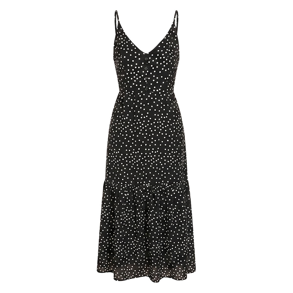 Vestido Largo Mujer Tirantes Ajustables Estampado de Puntos Casual