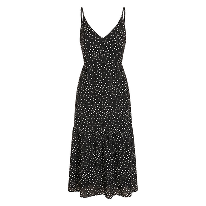 Vestido Largo Mujer Tirantes Ajustables Estampado de Puntos Casual