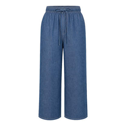 Pantalón Wide Leg con Cintura Elástica y Cordón