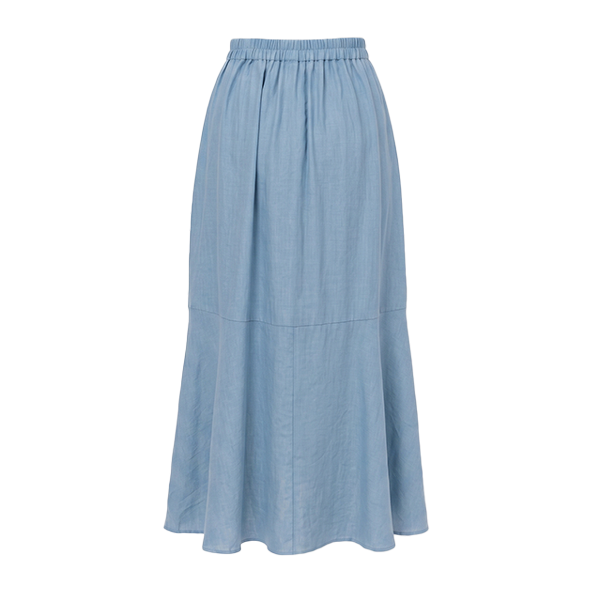 Falda Azul Cielo Midi Mujer Asimétrica Cintura Elástica con Moño Frontal