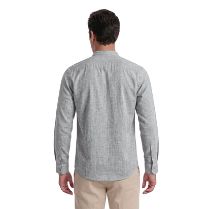 Camisa de hombre manga larga con cuello mao gris