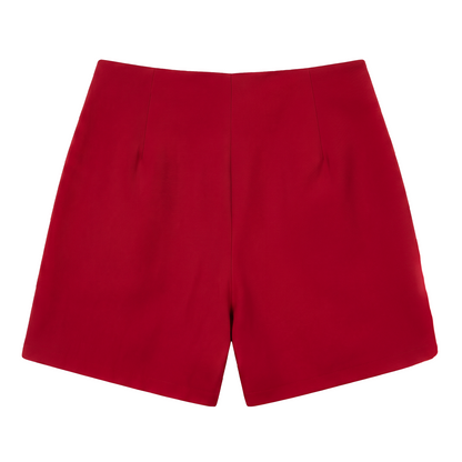 Falda Short Rojo Mujer Asimétrica Corta con Cierre Lateral