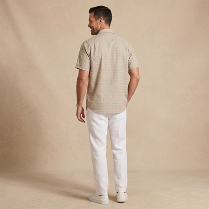 Camisa de manga corta con estampado geométrico para hombre