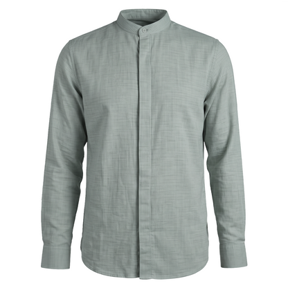 Camisa de hombre con cuello mao en color verde