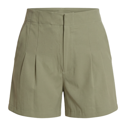 Short de tiro alto con pinzas color verde oliva