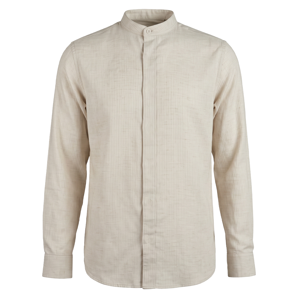 Camisa de manga larga con cuello mao color beige