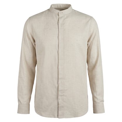 Camisa de manga larga con cuello mao color beige