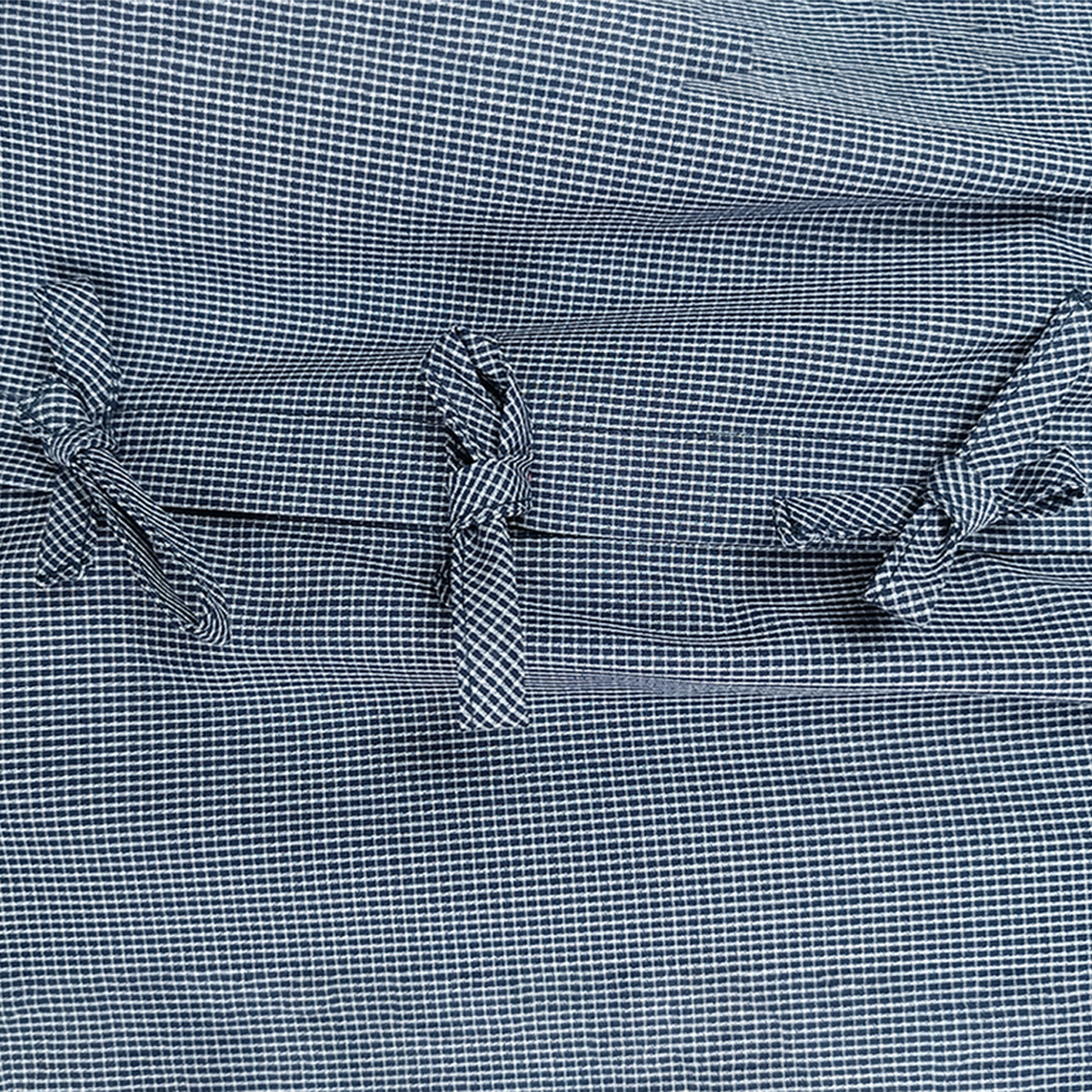 Blusa Sisada Azul Marino Mujer Estampada a Cuadros con Botones Ocultos