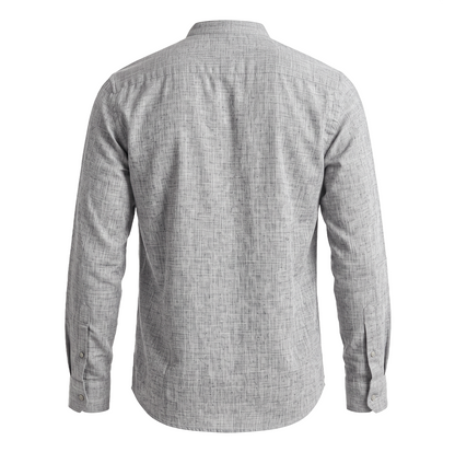 Camisa de hombre manga larga con cuello mao gris