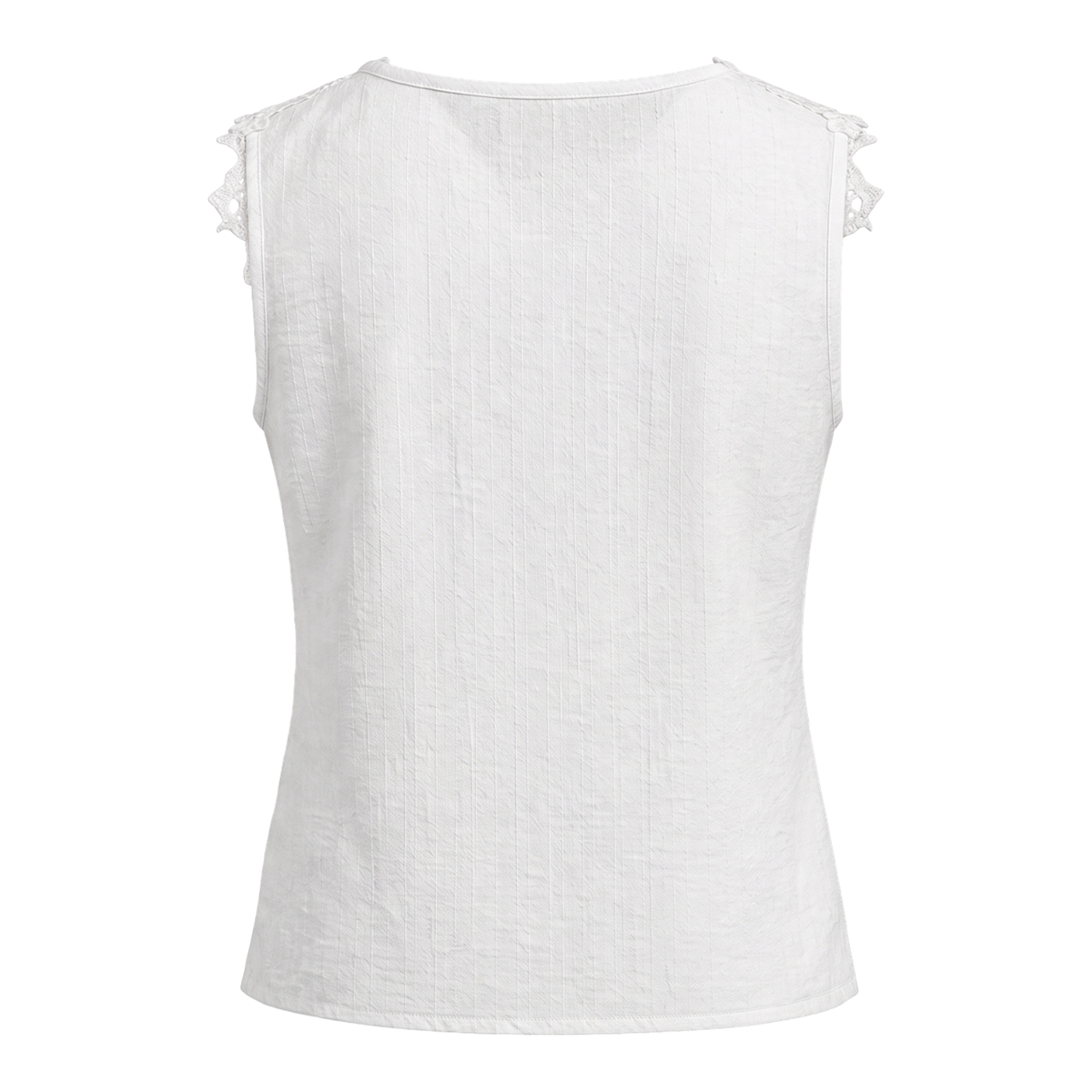 Blusa sin mangas blanca con encaje floral