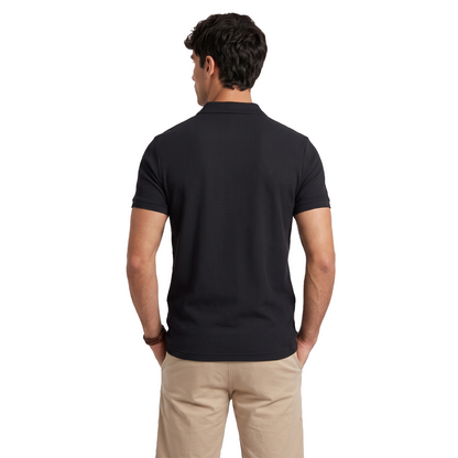 Polo manga corta para hombre color negro con textura waffle
