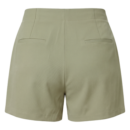 Short de tiro alto con pinzas color verde oliva