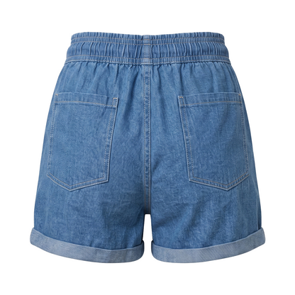 Short Azul Claro Corto Mujer Denim Algodón Cómodo Suave y Fresco