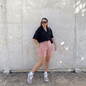 Shorts de vestir de tiro alto con pinzas para mujer