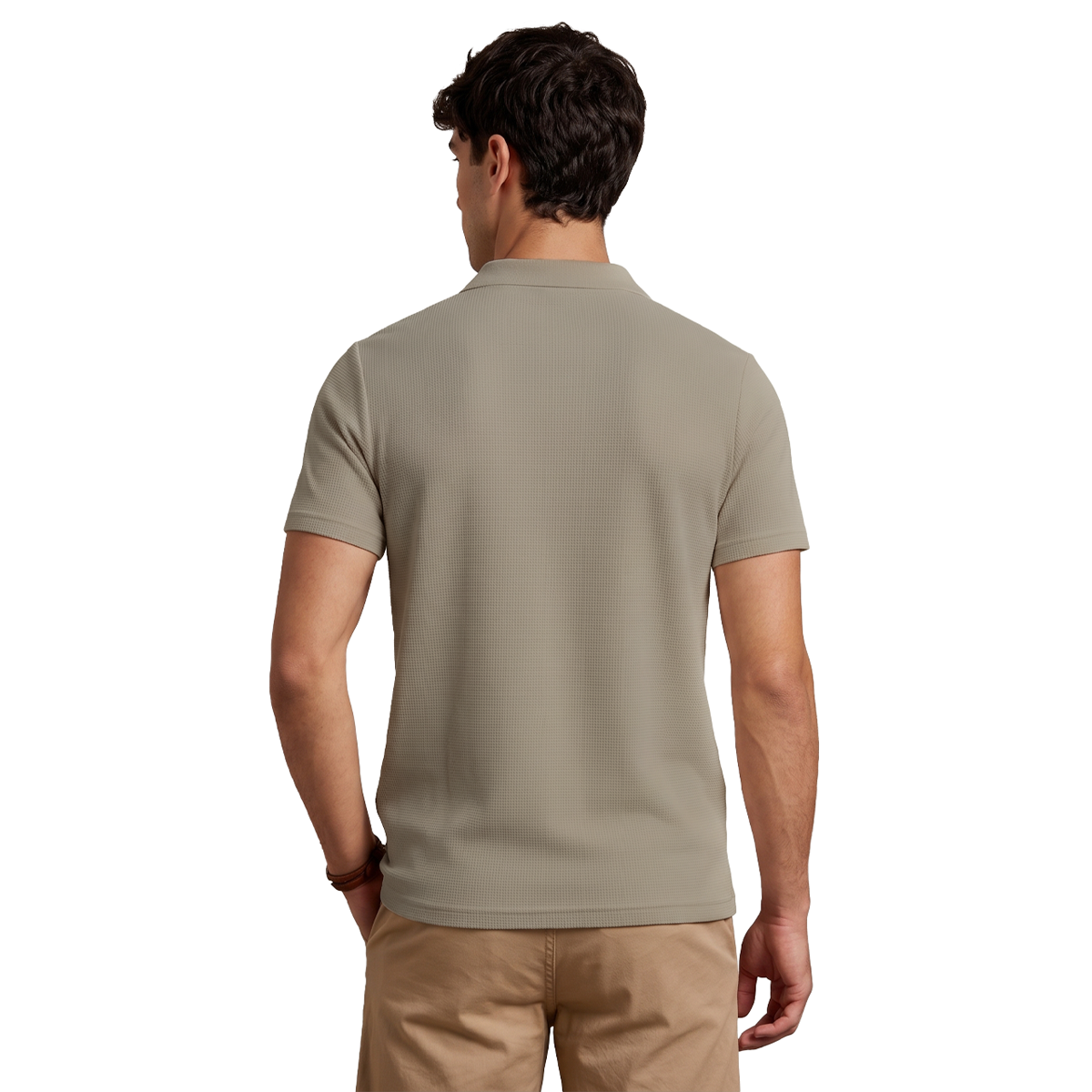 Polo de punto acanalado sin botones para hombre