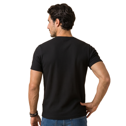 Camiseta de punto acanalado para hombre cuello redondo
