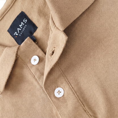 Playera Tipo Polo Caqui Slim Fit Con Bordado Moderno