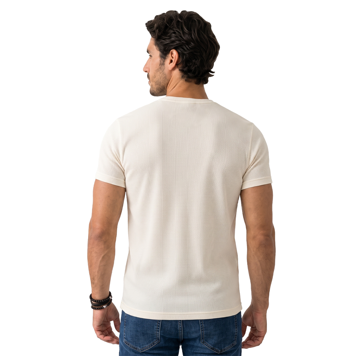 Camiseta de punto waffle para hombre color crema