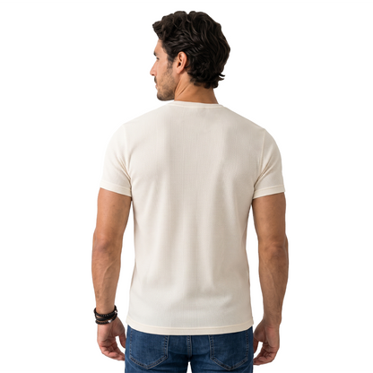 Camiseta de punto waffle para hombre color crema