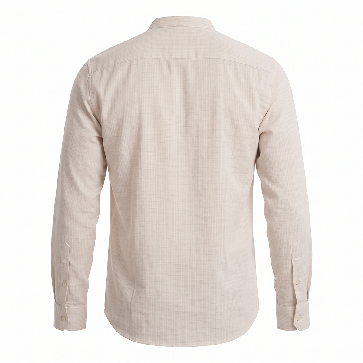 Camisa de manga larga con cuello mao color beige