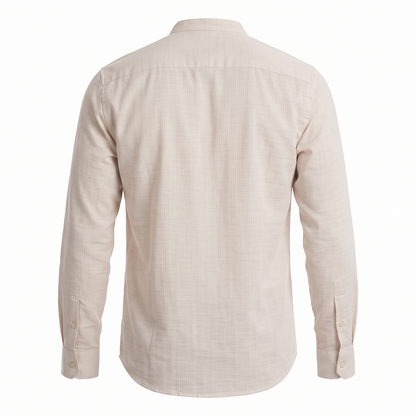 Camisa de manga larga con cuello mao color beige