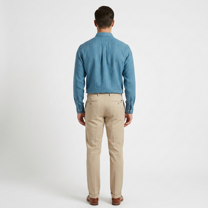 Camisa de manga larga con cuello button-down y bolsillo en pecho