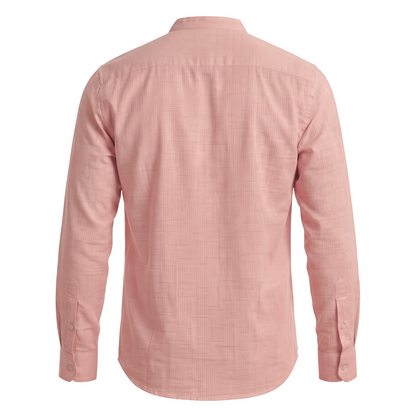 Camisa de hombre manga larga con cuello mao color rosa