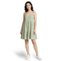 Vestido corto de tirantes con textura acanalada verde olivo