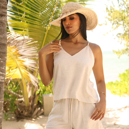 Blusa Arena Casual Mujer De Tirantes Con Detalle En Madera