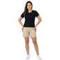 Blusa de manga corta acanalada negra