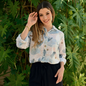 Blusa Manga Larga Mujer Con Bordado Y Estampado Casual
