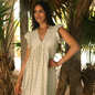 Vestido Estampado Corto Mujer Escote V Manga Olan Casual Fresco