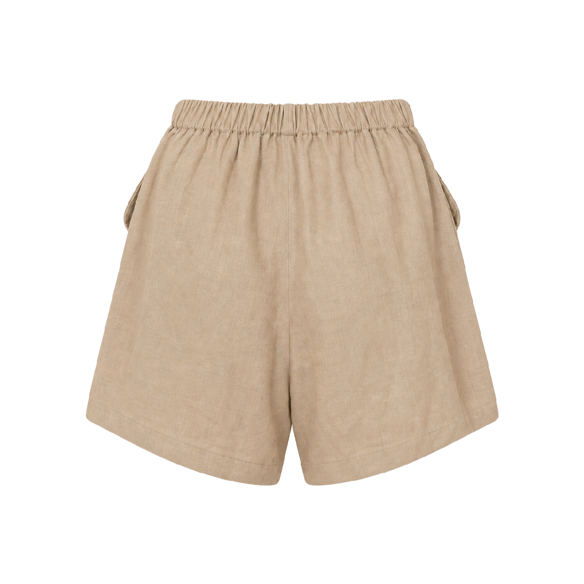 Short De Vestir Mujer Con Pretina Elástica Ajustable Color Caqui Tela Lino Algodón