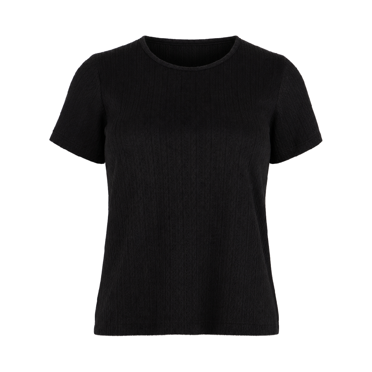 Blusa de manga corta acanalada negra