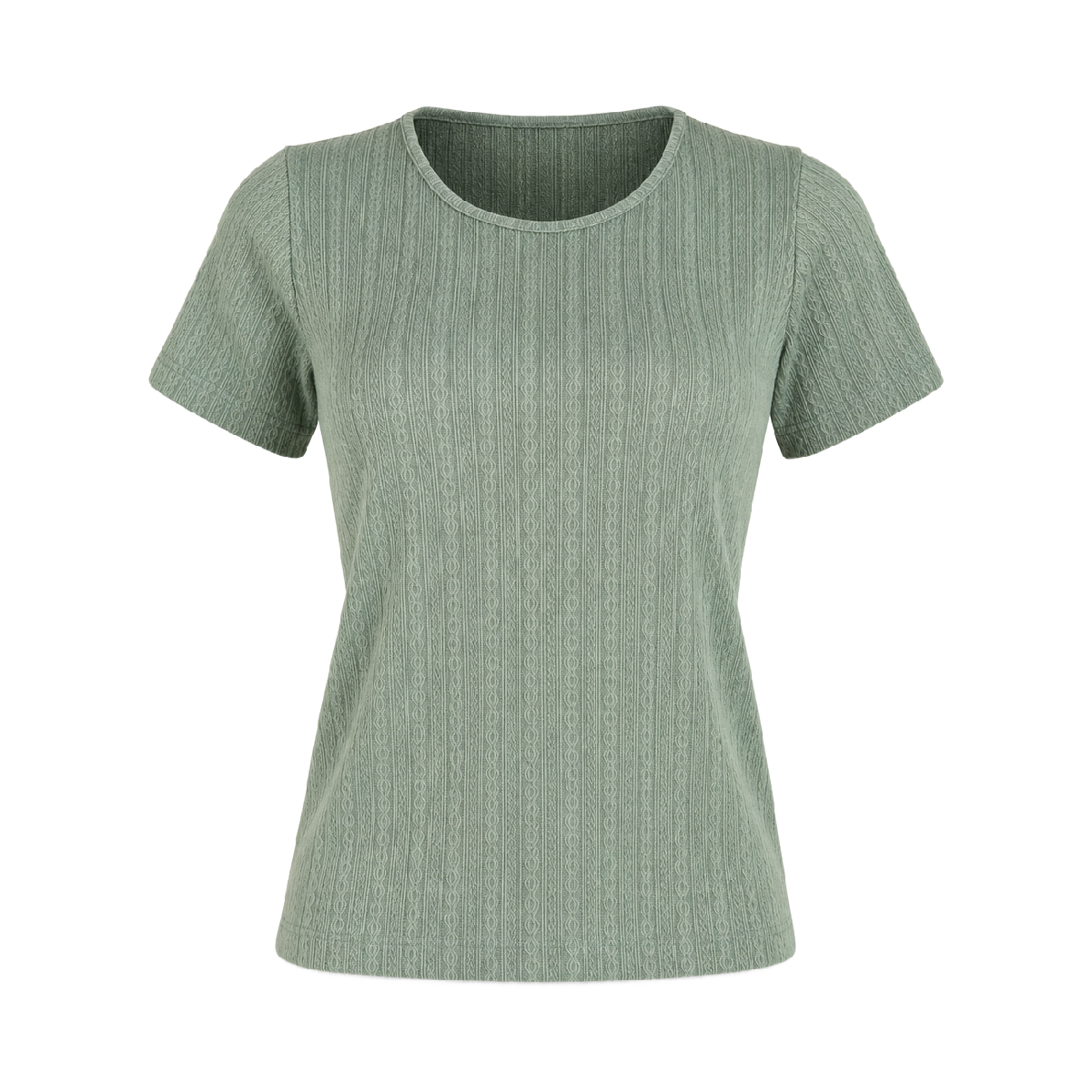 Blusa de Punto Texturizado Manga Corta Verde Olivo
